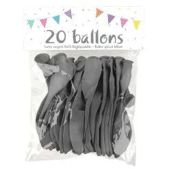 20 Ballons Latex ARGENT 25 Cm
