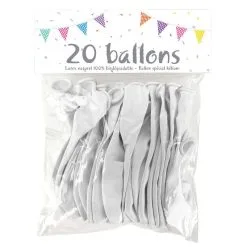 20 Ballons Latex BLANC 25 Cm