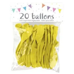 20 Ballons Latex JAUNE 25 Cm