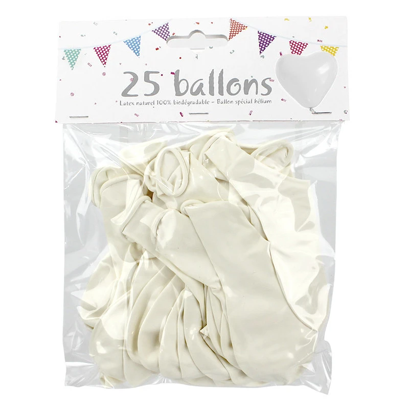 25 Ballons Coeur Blanc 26 Cm 4 25 Ballons Coeur Blanc 26 Cm – Image 2