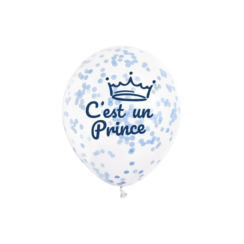 3 Ballons C'EST UN PRINCE 12'' 30 Cm Confettis Papier Bleu 4 3 Ballons C'EST UN PRINCE 12'' 30 Cm Confettis Papier Bleu – Image 2