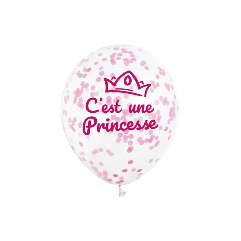 3 Ballons C'EST UNE PRINCESSE 12'' 30 Cm Confettis Papier Rose 4 3 Ballons C'EST UNE PRINCESSE 12'' 30 Cm Confettis Papier Rose – Image 2