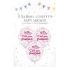 3 Ballons C'EST UNE PRINCESSE 12'' 30 Cm Confettis Papier Rose