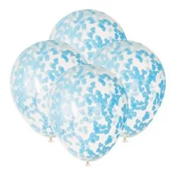 5 Ballons 40cm Confettis COEUR BLEU