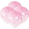 5 Ballons 40cm Confettis COEUR ROSE -Perruque Soldes 5 ballons transparents 40 cm avec confettis coeur rose