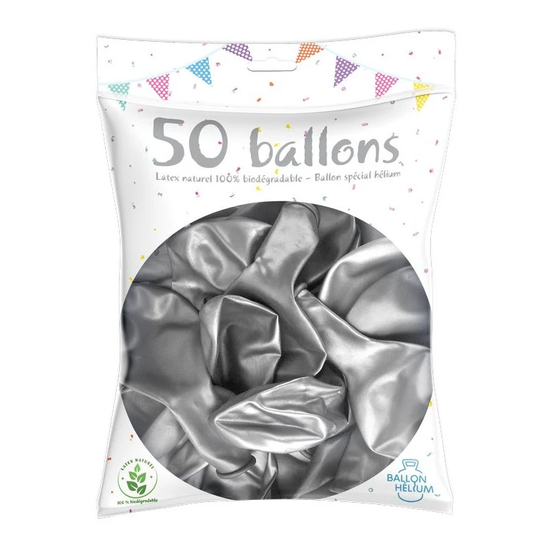 50 Ballons Latex Métal Nacré Argent 30 Cm 3 50 Ballons Latex Métal Nacré Argent 30 Cm