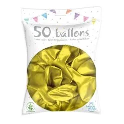 50 Ballons Latex Métal Nacré Jaune 30 Cm