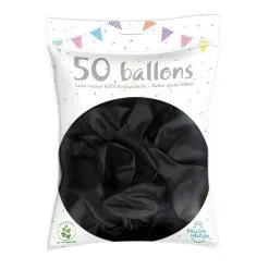 50 Ballons Latex Métal Nacré Noir 30 Cm