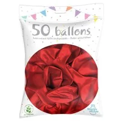 50 Ballons Latex Métal Nacré Rouge 30 Cm