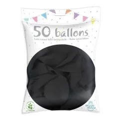 50 Ballons Latex Noir 30 Cm