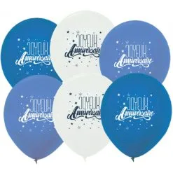 6 Ballons Bleus Joyeux Anniversaire 30 Cm