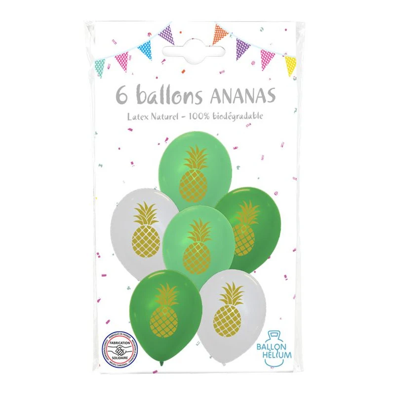 6 Ballons Imprimés Ananas 4 6 Ballons Imprimés Ananas – Image 2