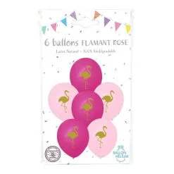 6 Ballons Imprimés Flamant Rose 6 6 Ballons Imprimés Flamant Rose -Perruque Soldes 6 ballons imprimes flamand rose 1