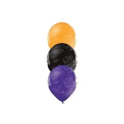 6 Ballons Latex 30 Cm Happy Halloween NOIR ORANGE VIOLET -Perruque Soldes 6 ballons imprimes happy halloween 2