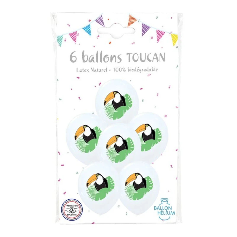 6 Ballons Imprimés Toucan 4 6 Ballons Imprimés Toucan – Image 2