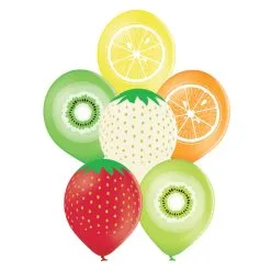 6 Ballons Latex FRUITS 30 Cm -Perruque Soldes 6 ballons latex fruits 30 cm 2