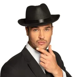 Chapeau Feutre Al Capone - Noir -Perruque Soldes al capone feutre noir 1