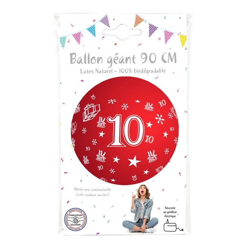 Ballon Géant 90cm Chiffre 10 Coloris Aléatoires 4 Ballon Géant 90cm Chiffre 10 Coloris Aléatoires – Image 2