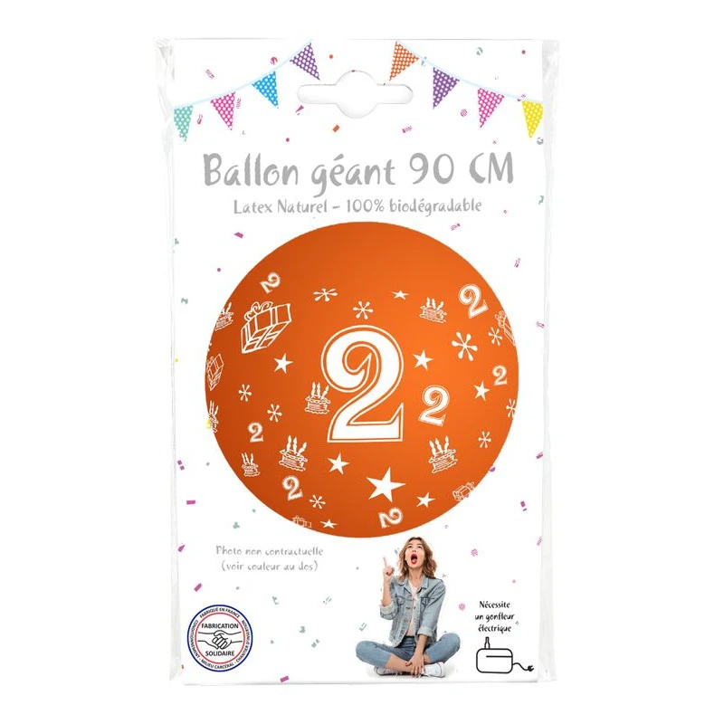 Ballon Géant 90cm Chiffre 2 Coloris Aléatoires 4 Ballon Géant 90cm Chiffre 2 Coloris Aléatoires – Image 2