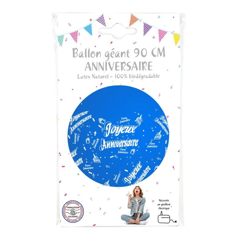 Ballon Géant Joyeux Anniversaire 90 Cm BLEU ROYAL 4 Ballon Géant Joyeux Anniversaire 90 Cm BLEU ROYAL – Image 2