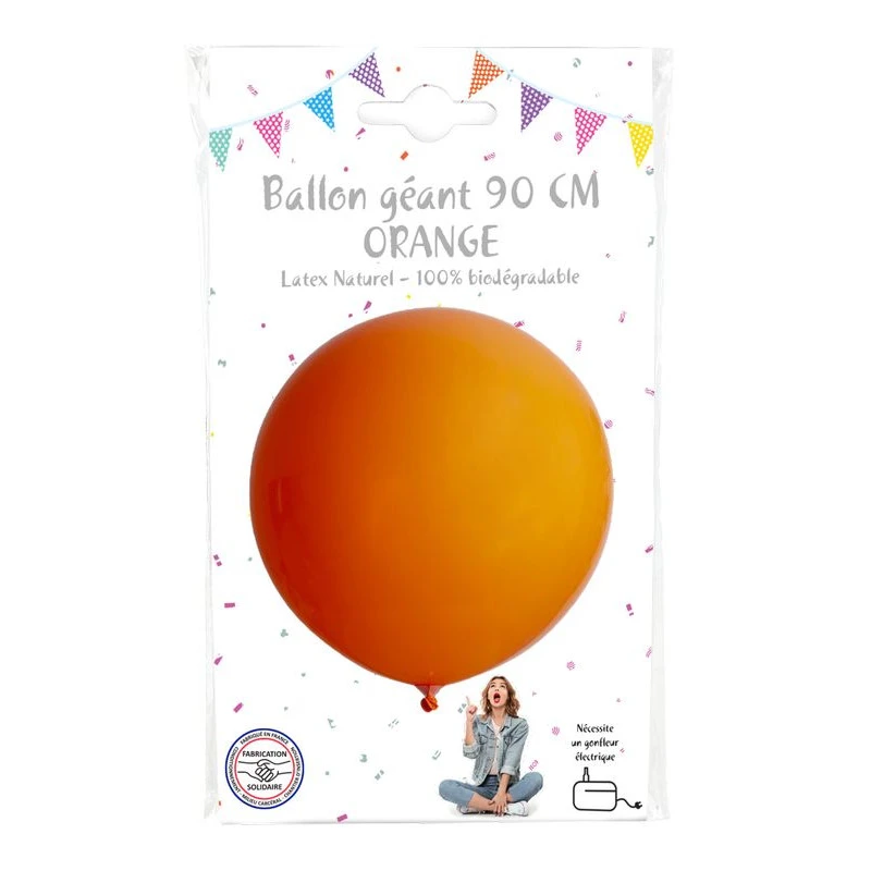 Ballon Géant Uni 90cm Orange 4 Ballon Géant Uni 90cm Orange – Image 2
