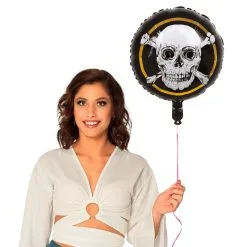 Ballon Mylar Tête De Mort PIRATE 45 Cm -Perruque Soldes ballon mylar tete de mort pirate 45 cm 1