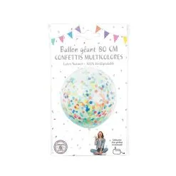 Ballon Transparent GEANT 80 CM Confettis Multi 5cm Papier De Soie -Perruque Soldes ballon transparent geant 80 cm confettis multicolores 2