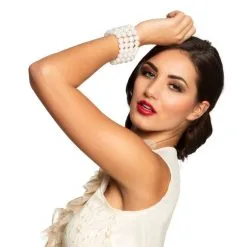 Bracelet Flapper Blanc -Perruque Soldes bracelet flapper blanc 2