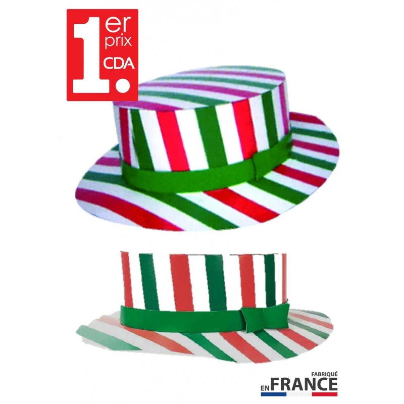 Canotier Italie Carton VERT ROUGE BLANC 3 Canotier Italie Carton VERT ROUGE BLANC