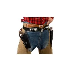 Ceinture Adulte Holster Double Décor Argent Noir Et Brun Assorties