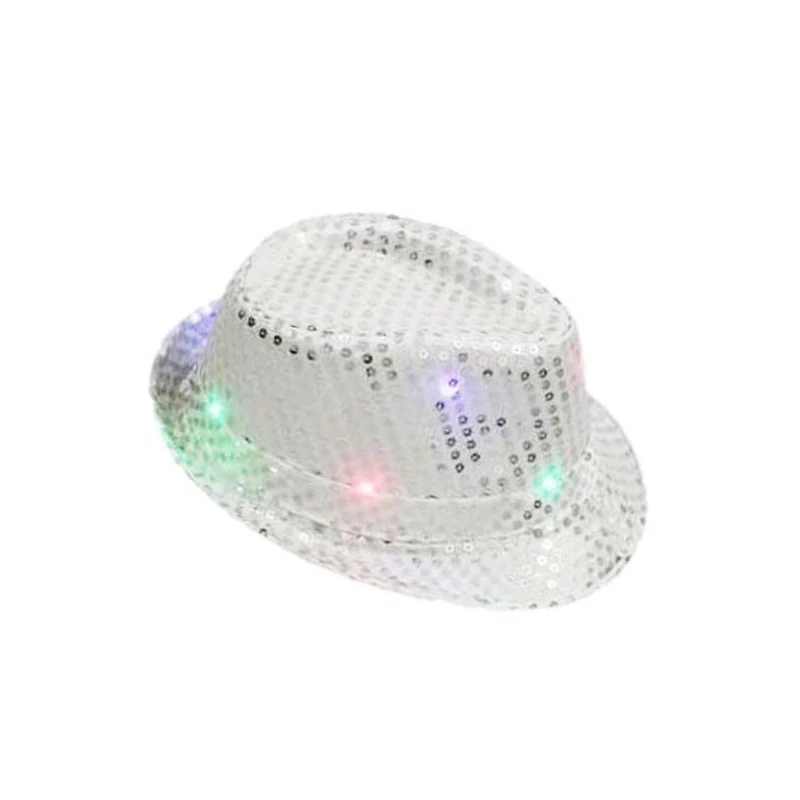 Chapeau SEQUIN ARGENT Clignotant 6 LED 3 PILES LR44 FOURNIES 4 Chapeau SEQUIN ARGENT Clignotant 6 LED 3 PILES LR44 FOURNIES – Image 2