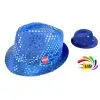 Chapeau SEQUIN BLEU Clignotant 6 LED 3 PILES LR44 FOURNIES