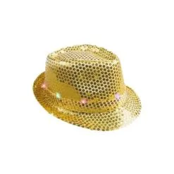 Chapeau SEQUIN OR Clignotant 6 LED 3 PILES LR44 FOURNIES 6 Chapeau SEQUIN OR Clignotant 6 LED 3 PILES LR44 FOURNIES -Perruque Soldes chapeau sequin or 6 led 3 piles lr44 fournies 1