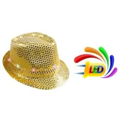 Chapeau SEQUIN OR Clignotant 6 LED 3 PILES LR44 FOURNIES 7 Chapeau SEQUIN OR Clignotant 6 LED 3 PILES LR44 FOURNIES -Perruque Soldes chapeau sequin or 6 led 3 piles lr44 fournies 2