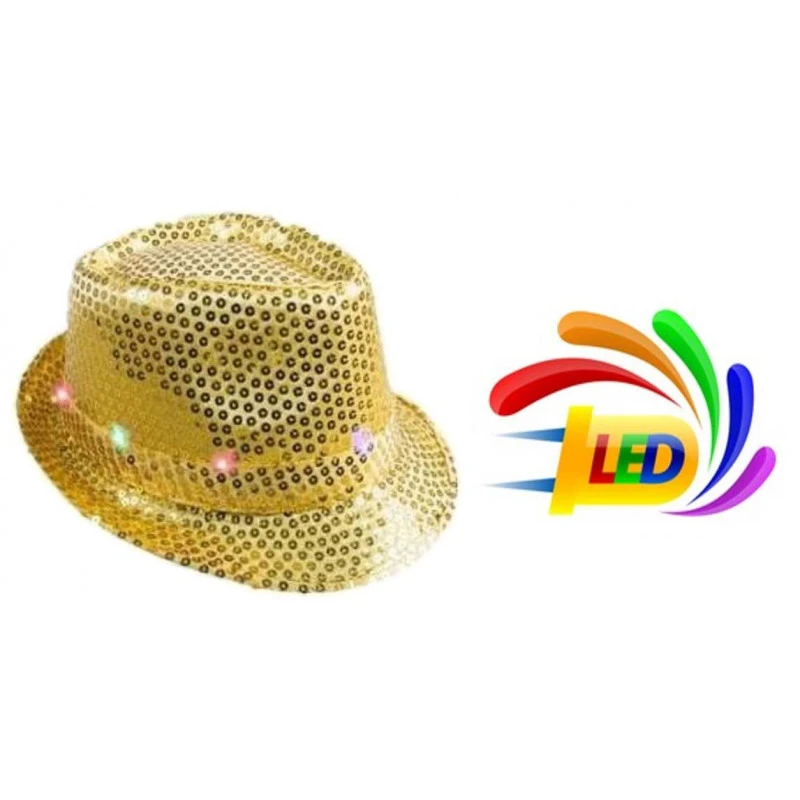 Chapeau SEQUIN OR Clignotant 6 LED 3 PILES LR44 FOURNIES 5 Chapeau SEQUIN OR Clignotant 6 LED 3 PILES LR44 FOURNIES – Image 3