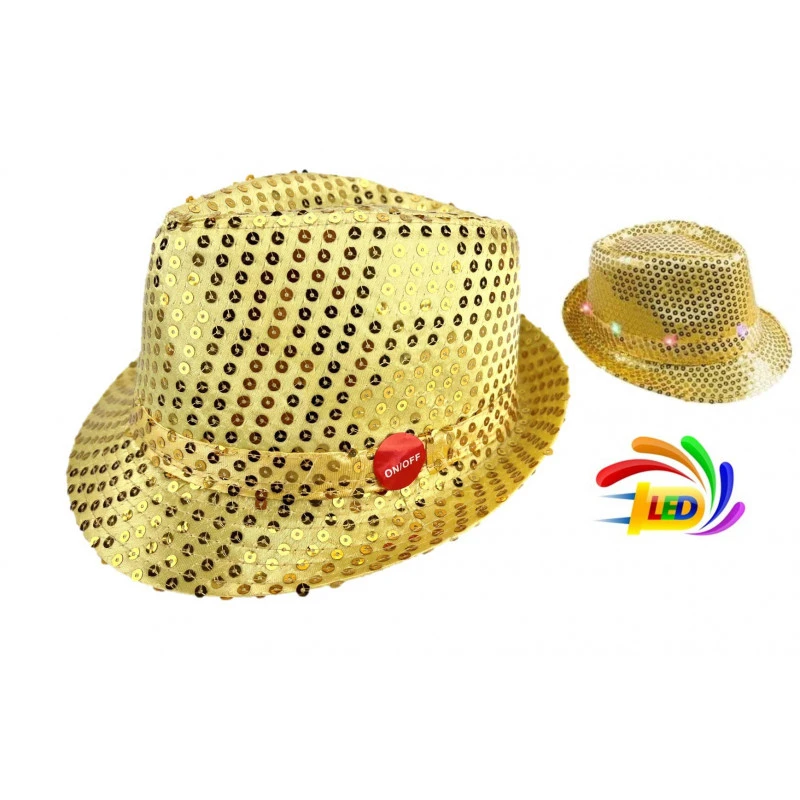Chapeau SEQUIN OR Clignotant 6 LED 3 PILES LR44 FOURNIES 3 Chapeau SEQUIN OR Clignotant 6 LED 3 PILES LR44 FOURNIES