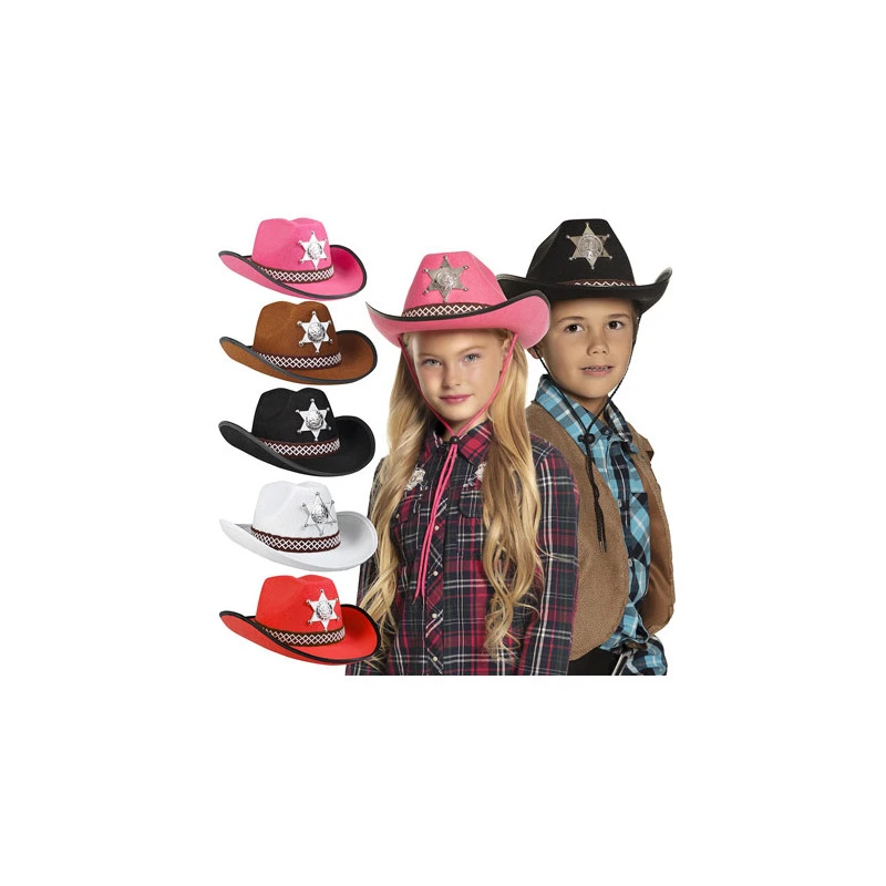 Chapeau Shérif Junior - 5 Couleurs Assorties 3 Chapeau Shérif Junior - 5 Couleurs Assorties