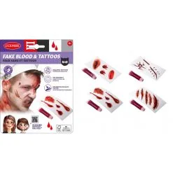 Faux Sang 3.5 Ml + Tatouage 6 X 12 Cm 4 ASSORTIS