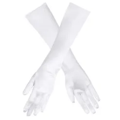 Gants En Satin 40 Cm - Blanc