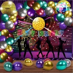 Kit 102 Ballons DISCO + ACCESSOIRES Ballons Latex ULTRA METAL -Perruque Soldes kit 102 ballons disco accessoires 2