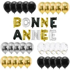 Kit 40 Ballons 30 Cm 30 Ballons Latex + BONNE ANNEE 30 Cm