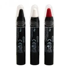 Kit De 3 Crayons 2.8g - Noir - Blanc - Rouge -Perruque Soldes kit de 3 crayons 28gr noir blanc rouge 2