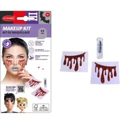 Kit Maquillage Larmes De Sang 65 X 75 Mm + 1 Tube Rouge à Lèvres Argent 1.7g