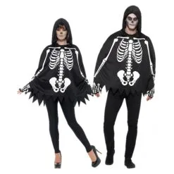 Kit Squelette, Unisexe, Noir, Avec Poncho Et Des Gants -Perruque Soldes kit squelette unisexe noir avec ponch o et des gants 2