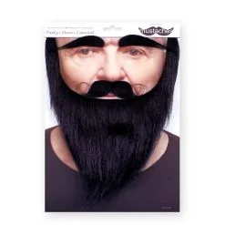 Moustache + Barbe + Sourcil Longue Noir Brillant (036) -Perruque Soldes moustache barbe sourcil longue 036 n oir brillant 2