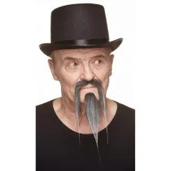 Moustache Chinois Longue - Noire Et Blanche (038)
