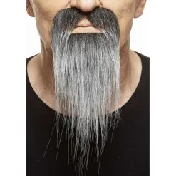 Moustache Et Barbe Sorcier - Noire Et Blanche (134) -Perruque Soldes moustache et barbe sorcier 134 noire et blanche 1