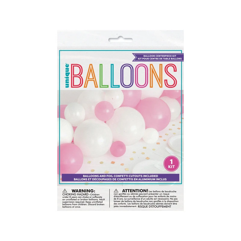 Centre De Table En Guirlande De Ballons Blanc-Rose + Confettis Foil 4 Centre De Table En Guirlande De Ballons Blanc-Rose + Confettis Foil – Image 2