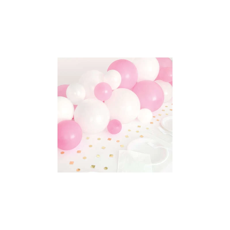 Centre De Table En Guirlande De Ballons Blanc-Rose + Confettis Foil 3 Centre De Table En Guirlande De Ballons Blanc-Rose + Confettis Foil