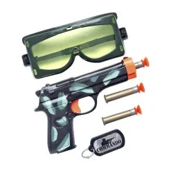 Panoplie De Militaire, Avec Arme, Balles , Lunettes Et Plaque D'identité